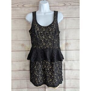 Heart Soul Jr Size L Little Black Dress Lace Nude Lining Back Zipper